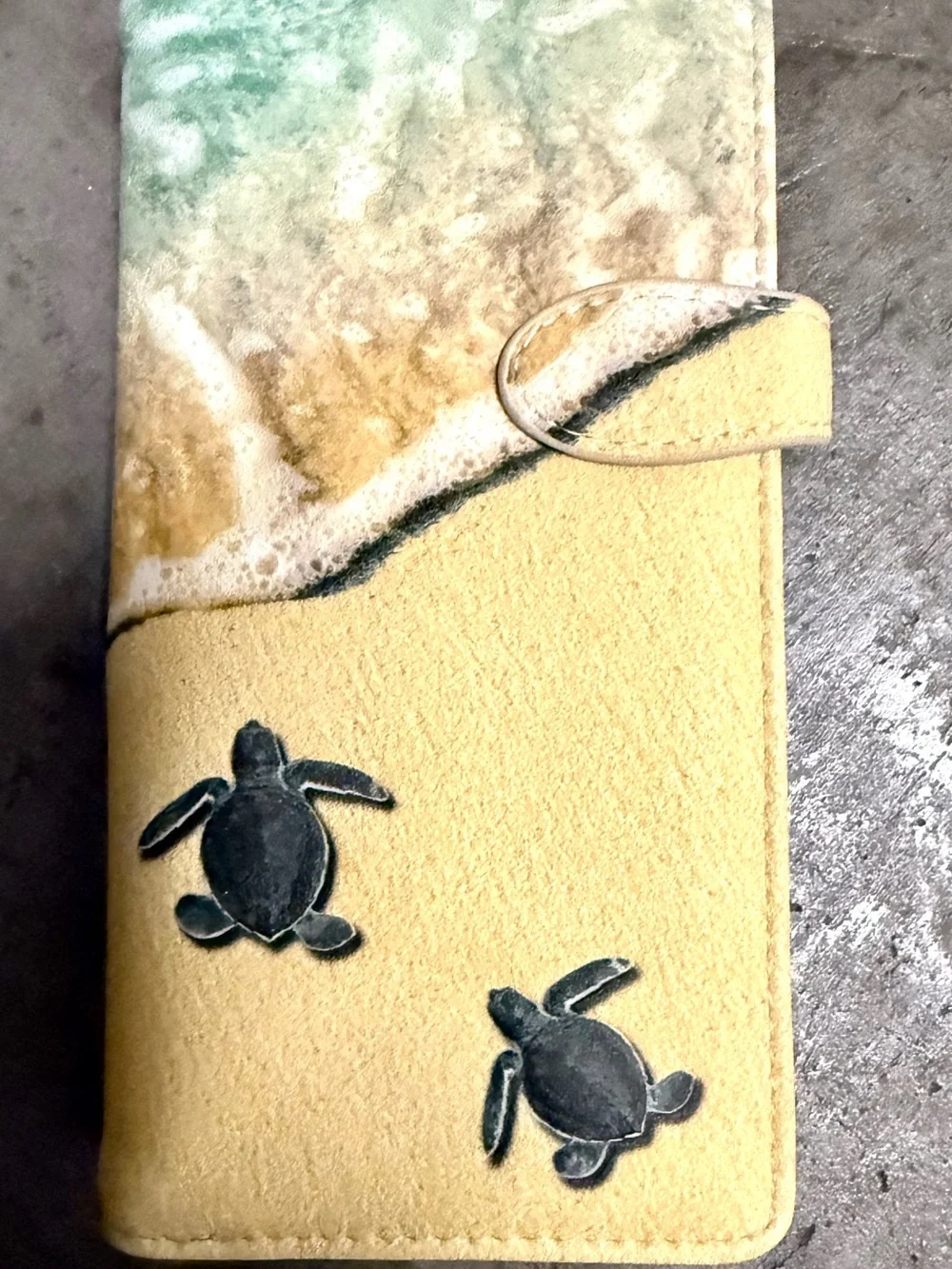 Sea Turtle Wallet Phone Case in Sand & Aqua